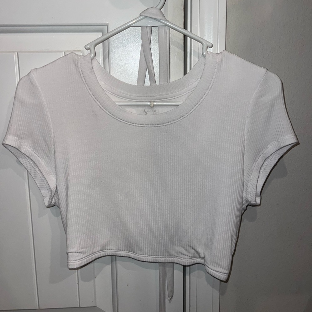 Aerie White Ribbed Crop Top Small